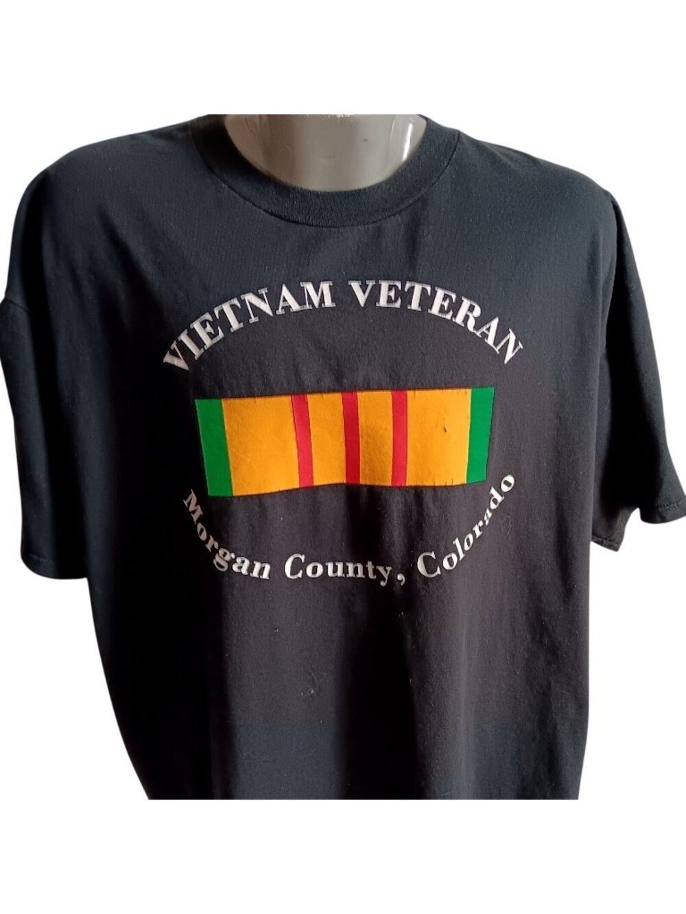 Vtg T-shirt XXL Vietnam Veteran 90's Jerzees Black XXL Morgan County Colorado